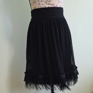 Elie Tahari Black A-Line Skirt with Fringe Detail